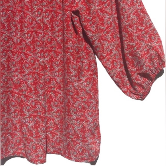 Max Studio Crepe Peasant Blouse Red Floral Print Size 2X - Picture 11 of 16